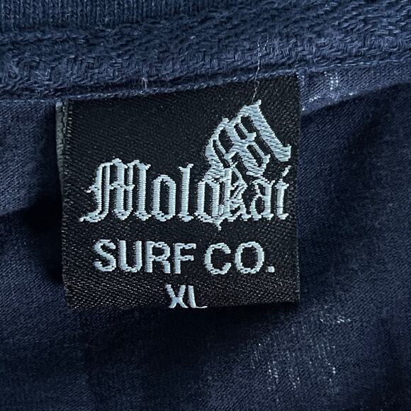 Molokai Surf Co Polo Shirt Mens Extra Large XL Blue Hawaiian Palm Tree - Picture 4 of 10